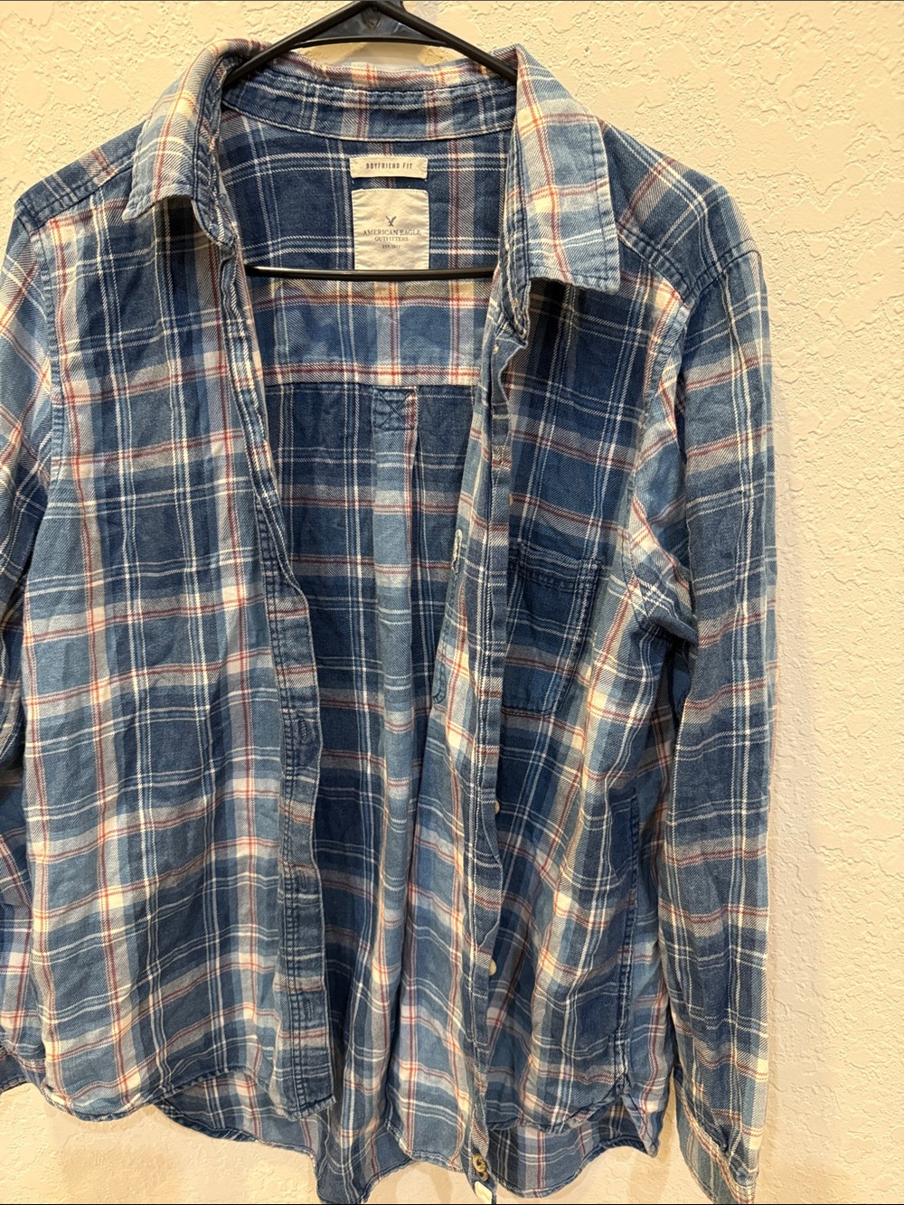American Eagle Outfitters Blue Plaid Button-Down Shirt